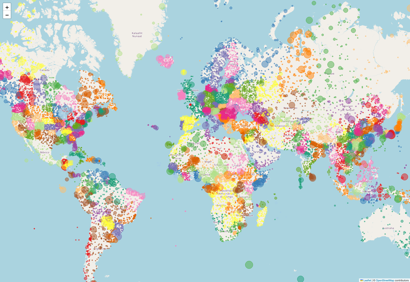 polygon distribution across the dataset's countries